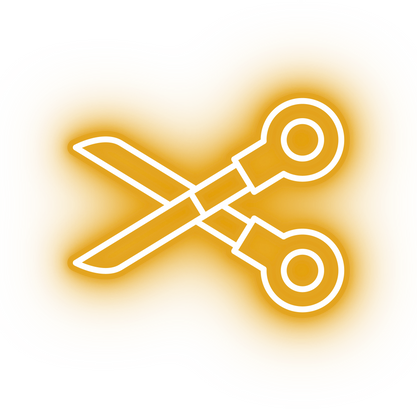 Neon yellow scissors icon